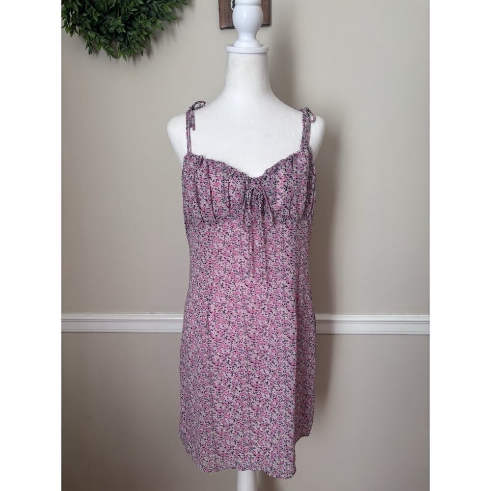 NWT Nasty Gal Womens Size 10 Strappy Ruched Bust Floral Mini Dress